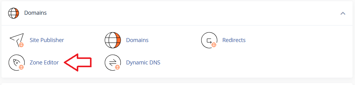 1.	Odnajdź w cPanel edytor stref DNS