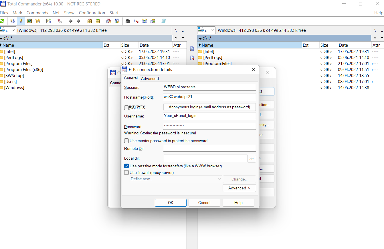How to properly configure the FTP connection? - Help | WEBD.PL